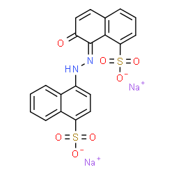 ChemSpider 2D Image | Disodium 4-[(2Z)-2-(2-oxo-8-sulfonato-1(2H)-naphthalenylidene)hydrazino]-1-naphthalenesulfonate | C20H12N2Na2O7S2