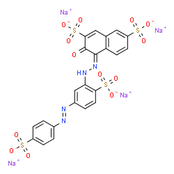ChemSpider 2D Image | Tetrasodium (4Z)-3-oxo-4-({2-sulfonato-5-[(E)-(4-sulfonatophenyl)diazenyl]phenyl}hydrazono)-3,4-dihydro-2,7-naphthalenedisulfonate | C22H12N4Na4O13S4