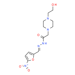 ChemSpider 2D Image | 2-[4-(2-Hydroxyethyl)-1-piperazinyl]-N'-[(E)-(5-nitro-2-furyl)methylene]acetohydrazide | C13H19N5O5