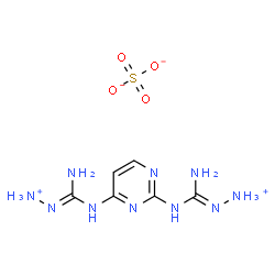 ChemSpider 2D Image | (2E,2'E)-2,2'-(2,4-Pyrimidinediylbis{imino[(E)-aminomethylylidene]})dihydrazinium sulfate | C6H14N10O4S