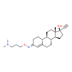 ChemSpider 2D Image | (3E,17alpha)-3-{[3-(Dimethylamino)propoxy]imino}-19-norpregn-4-en-20-yn-17-ol | C25H38N2O2