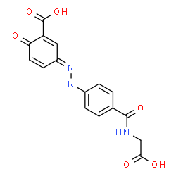 ChemSpider 2D Image | (3E)-3-({4-[(Carboxymethyl)carbamoyl]phenyl}hydrazono)-6-oxo-1,4-cyclohexadiene-1-carboxylic acid | C16H13N3O6