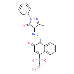 ChemSpider 2D Image | Sodium (4Z)-4-[(3-methyl-5-oxo-1-phenyl-4,5-dihydro-1H-pyrazol-4-yl)hydrazono]-3-oxo-3,4-dihydro-1-naphthalenesulfonate | C20H15N4NaO5S