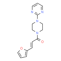 ChemSpider 2D Image | (2E)-3-(2-Furyl)-1-[4-(2-pyrimidinyl)-1-piperazinyl]-2-propen-1-one | C15H16N4O2