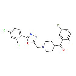 ChemSpider 2D Image | (1-{[5-(2,4-Dichlorophenyl)-1,3,4-oxadiazol-2-yl]methyl}-4-piperidinyl)(2,5-difluorophenyl)methanone | C21H17Cl2F2N3O2