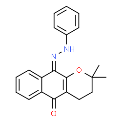 ChemSpider 2D Image | (10Z)-2,2-Dimethyl-10-(phenylhydrazono)-2,3,4,10-tetrahydro-5H-benzo[g]chromen-5-one | C21H20N2O2