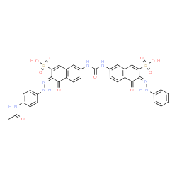 ChemSpider 2D Image | (3E)-3-[(4-Acetamidophenyl)hydrazono]-4-oxo-7-({[(6E)-5-oxo-6-(phenylhydrazono)-7-sulfo-5,6-dihydro-2-naphthalenyl]carbamoyl}amino)-3,4-dihydro-2-naphthalenesulfonic acid | C35H27N7O10S2