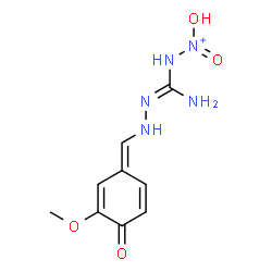 ChemSpider 2D Image | 2-[(E)-Amino{[(E)-(3-methoxy-4-oxo-2,5-cyclohexadien-1-ylidene)methyl]hydrazono}methyl]-1-hydroxy-1-oxohydrazinium | C9H12N5O4