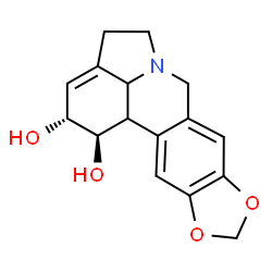ChemSpider 2D Image | (1R,2R)-2,4,5,7,12b,12c-Hexahydro-1H-[1,3]dioxolo[4,5-j]pyrrolo[3,2,1-de]phenanthridine-1,2-diol | C16H17NO4