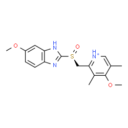 ChemSpider 2D Image | 4-Methoxy-2-{[(S)-(6-methoxy-1H-benzimidazol-2-yl)sulfinyl]methyl}-3,5-dimethylpyridinium | C17H20N3O3S