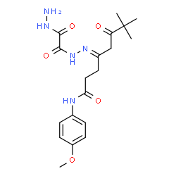 ChemSpider 2D Image | (4E)-4-{[Hydrazino(oxo)acetyl]hydrazono}-N-(4-methoxyphenyl)-7,7-dimethyl-6-oxooctanamide | C19H27N5O5