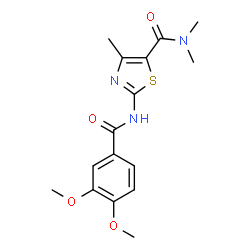 ChemSpider 2D Image | 2-[(3,4-Dimethoxybenzoyl)amino]-N,N,4-trimethyl-1,3-thiazole-5-carboxamide | C16H19N3O4S