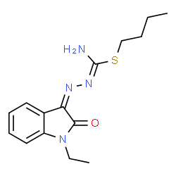 ChemSpider 2D Image | Butyl N'-[(3Z)-1-ethyl-2-oxo-1,2-dihydro-3H-indol-3-ylidene]carbamohydrazonothioate | C15H20N4OS