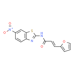 ChemSpider 2D Image | (2E)-3-(2-Furyl)-N-(6-nitro-1,3-benzothiazol-2-yl)acrylamide | C14H9N3O4S