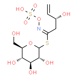 ChemSpider 2D Image | 1-S-[(1E,3R)-3-Hydroxy-N-(sulfooxy)-4-pentenimidoyl]-1-thio-D-glucopyranose | C11H19NO10S2