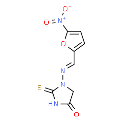 ChemSpider 2D Image | 1-{(E)-[(5-Nitro-2-furyl)methylene]amino}-2-thioxo-4-imidazolidinone | C8H6N4O4S