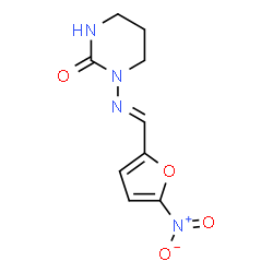 ChemSpider 2D Image | 1-{(E)-[(5-Nitro-2-furyl)methylene]amino}tetrahydro-2(1H)-pyrimidinone | C9H10N4O4