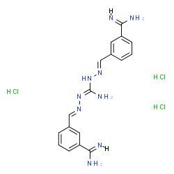 ChemSpider 2D Image | bis((3-(aminoiminomethyl)phenyl)methylene)carbonimidic dihydrazide trihydrochloride | C17H22Cl3N9