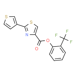 ChemSpider 2D Image | 2-(Trifluoromethyl)phenyl 2-(3-thienyl)-1,3-thiazole-4-carboxylate | C15H8F3NO2S2
