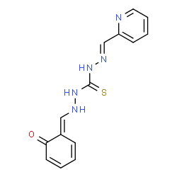 ChemSpider 2D Image | N''-[(E)-(6-Oxo-2,4-cyclohexadien-1-ylidene)methyl]-N'''-[(E)-2-pyridinylmethylene]thiocarbonohydrazide | C14H13N5OS