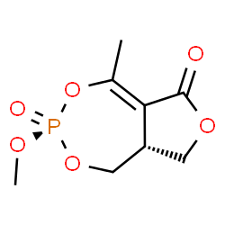 ChemSpider 2D Image | (3R,8aR)-3-Methoxy-5-methyl-8,8a-dihydro-1H,6H-furo[3,4-e][1,3,2]dioxaphosphepin-6-one 3-oxide | C8H11O6P