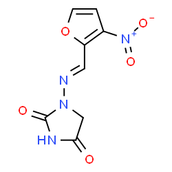 ChemSpider 2D Image | 1-{(E)-[(3-Nitro-2-furyl)methylene]amino}-2,4-imidazolidinedione | C8H6N4O5