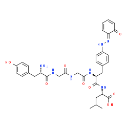 ChemSpider 2D Image | L-Tyrosylglycylglycyl-4-[(2E)-2-(6-oxo-2,4-cyclohexadien-1-ylidene)hydrazino]-L-phenylalanyl-L-leucine | C34H41N7O8