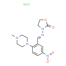 ChemSpider 2D Image | 3-{(E)-[2-(4-Methyl-1-piperazinyl)-5-nitrobenzylidene]amino}-1,3-oxazolidin-2-one hydrochloride (1:1) | C15H20ClN5O4