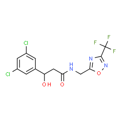 ChemSpider 2D Image | 3-(3,5-Dichlorophenyl)-3-hydroxy-N-{[3-(trifluoromethyl)-1,2,4-oxadiazol-5-yl]methyl}propanamide | C13H10Cl2F3N3O3