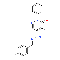 ChemSpider 2D Image | 4-Chloro-5-[(2E)-2-(4-chlorobenzylidene)hydrazino]-2-phenyl-3(2H)-pyridazinone | C17H12Cl2N4O