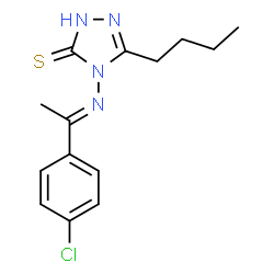 ChemSpider 2D Image | 5-Butyl-4-{[(1E)-1-(4-chlorophenyl)ethylidene]amino}-4H-1,2,4-triazole-3-thiol | C14H17ClN4S