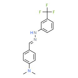 ChemSpider 2D Image | 4-(dimethylamino)benzaldehyde N-[3-(trifluoromethyl)phenyl]hydrazone | C16H16F3N3