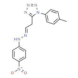 ChemSpider 2D Image | Tetrazole-5-acetaldehyde, 1-(4-methylphenyl)-, 4-nitrophenylhydrazone | C16H15N7O2