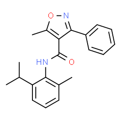 ChemSpider 2D Image | N-(2-Isopropyl-6-methylphenyl)-5-methyl-3-phenyl-1,2-oxazole-4-carboxamide | C21H22N2O2