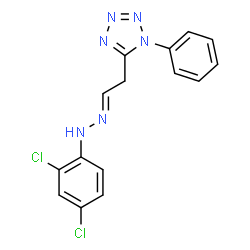 ChemSpider 2D Image | 5-{(2E)-2-[(2,4-Dichlorophenyl)hydrazono]ethyl}-1-phenyl-1H-tetrazole | C15H12Cl2N6