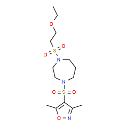 ChemSpider 2D Image | 1-[(3,5-Dimethyl-1,2-oxazol-4-yl)sulfonyl]-4-[(2-ethoxyethyl)sulfonyl]-1,4-diazepane | C14H25N3O6S2