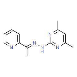 ChemSpider 2D Image | 4,6-Dimethyl-2-{(2E)-2-[1-(2-pyridinyl)ethylidene]hydrazino}pyrimidine | C13H15N5