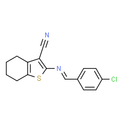 ChemSpider 2D Image | 2-[(E)-(4-Chlorobenzylidene)amino]-4,5,6,7-tetrahydro-1-benzothiophene-3-carbonitrile | C16H13ClN2S