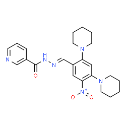 ChemSpider 2D Image | N'-{(E)-[5-Nitro-2,4-di(1-piperidinyl)phenyl]methylene}nicotinohydrazide | C23H28N6O3
