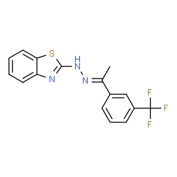 ChemSpider 2D Image | 2-[(2E)-2-{1-[3-(Trifluoromethyl)phenyl]ethylidene}hydrazino]-1,3-benzothiazole | C16H12F3N3S