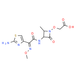 ChemSpider 2D Image | [(3-{[(2E)-2-(2-Amino-1,3-thiazol-4-yl)-2-(methoxyimino)acetyl]amino}-2-methyl-4-oxo-1-azetidinyl)oxy]acetic acid | C12H15N5O6S