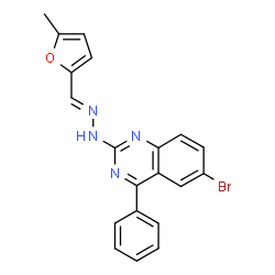 ChemSpider 2D Image | 6-Bromo-2-{(2E)-2-[(5-methyl-2-furyl)methylene]hydrazino}-4-phenylquinazoline | C20H15BrN4O