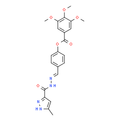 ChemSpider 2D Image | 4-[(E)-{[(3-Methyl-1H-pyrazol-5-yl)carbonyl]hydrazono}methyl]phenyl 3,4,5-trimethoxybenzoate | C22H22N4O6