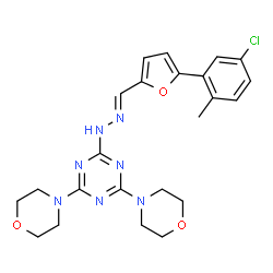 ChemSpider 2D Image | 2-[(2E)-2-{[5-(5-Chloro-2-methylphenyl)-2-furyl]methylene}hydrazino]-4,6-di(4-morpholinyl)-1,3,5-triazine | C23H26ClN7O3