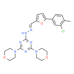 ChemSpider 2D Image | 2-[(2E)-2-{[5-(3-Chloro-4-methylphenyl)-2-furyl]methylene}hydrazino]-4,6-di(4-morpholinyl)-1,3,5-triazine | C23H26ClN7O3