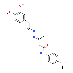 ChemSpider 2D Image | (3E)-3-{[(3,4-Dimethoxyphenyl)acetyl]hydrazono}-N-[4-(dimethylamino)phenyl]butanamide | C22H28N4O4