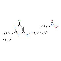 ChemSpider 2D Image | 4-Chloro-6-[(2E)-2-(4-nitrobenzylidene)hydrazino]-2-phenylpyrimidine | C17H12ClN5O2
