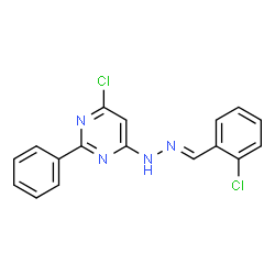 ChemSpider 2D Image | 4-Chloro-6-[(2E)-2-(2-chlorobenzylidene)hydrazino]-2-phenylpyrimidine | C17H12Cl2N4