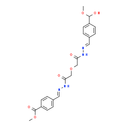ChemSpider 2D Image | Methyl 4-{(E)-[({2-[(2E)-2-{4-[hydroxy(methoxy)methyl]benzylidene}hydrazino]-2-oxoethoxy}acetyl)hydrazono]methyl}benzoate | C22H24N4O7