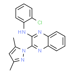 ChemSpider 2D Image | N-(2-Chlorophenyl)-3-(3,5-dimethyl-1H-pyrazol-1-yl)-2-quinoxalinamine | C19H16ClN5